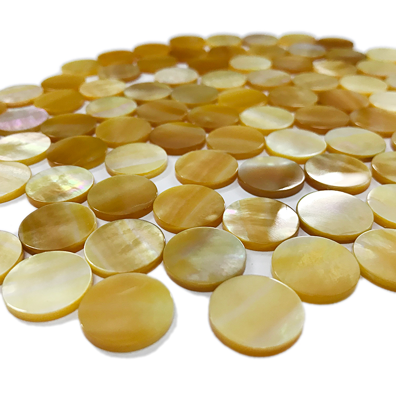 Yellow mother of pearl flat discs