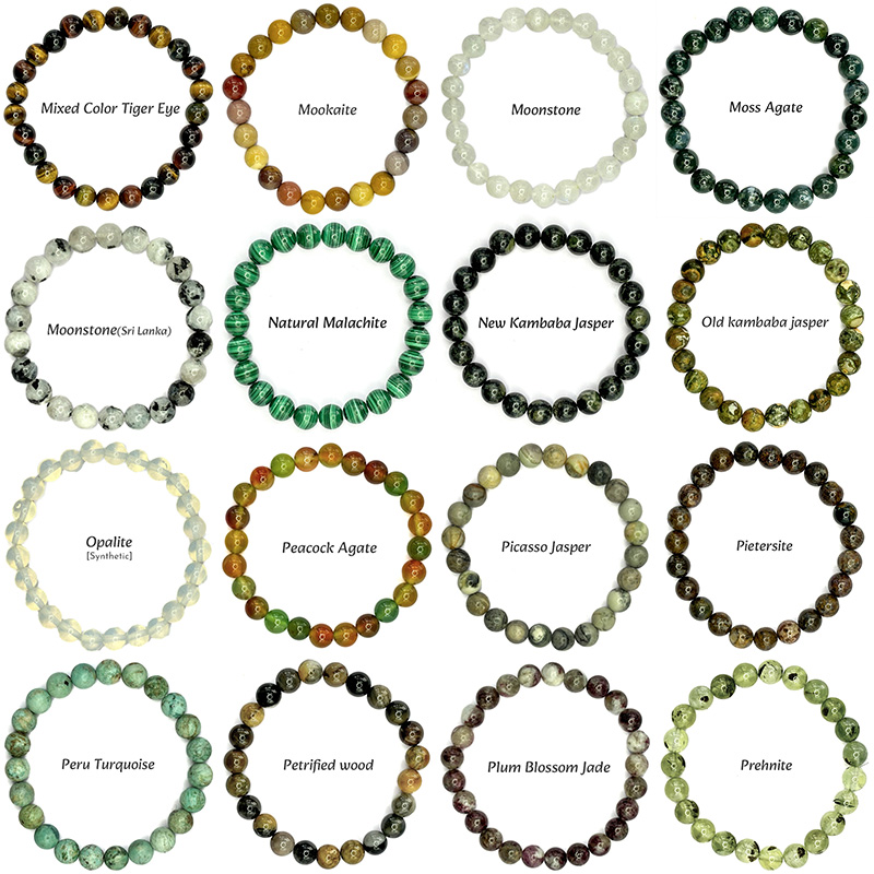 Semi precious stone round beaded bracelets 